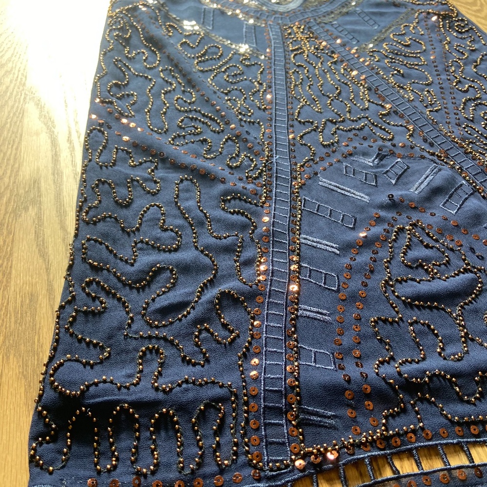 Francesca's Navy Beaded Dress - Picture 4 of 6